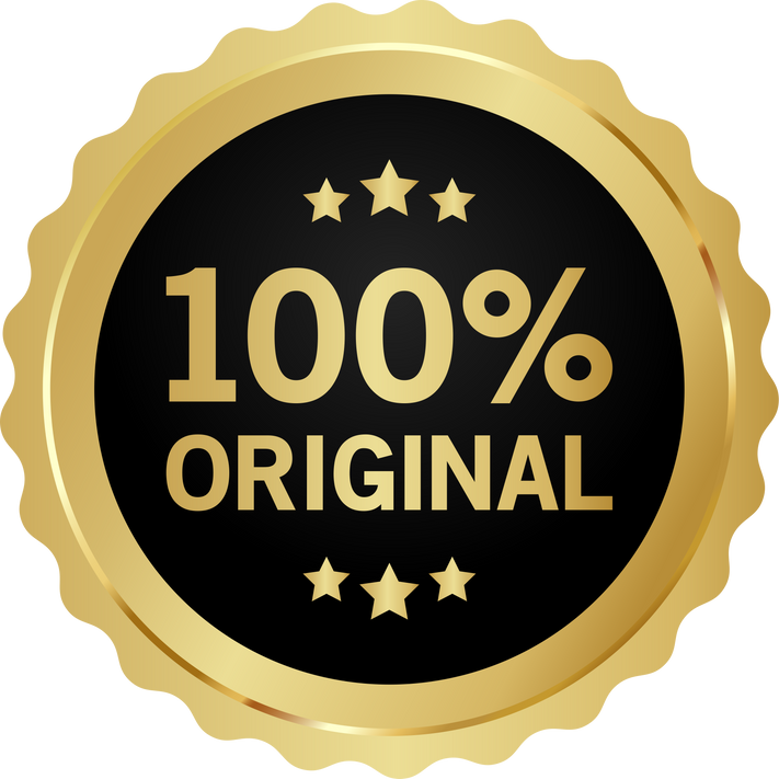 100 percent original badge with gold border